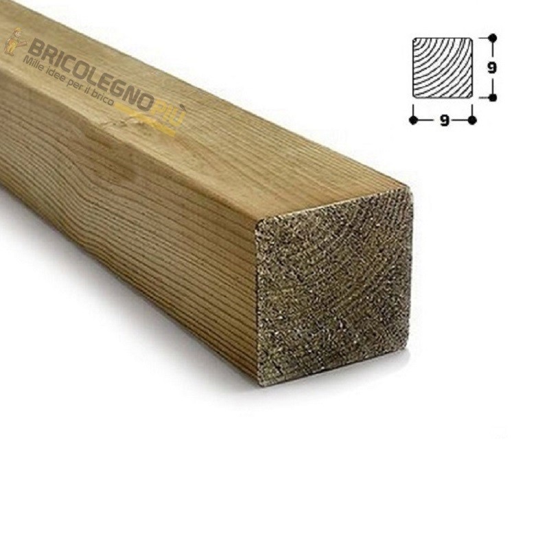 Morali in legno di pino impregnati in autoclave cm 9x9x300