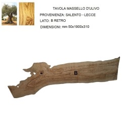 Tavola in legno massello di Ulivo lato B