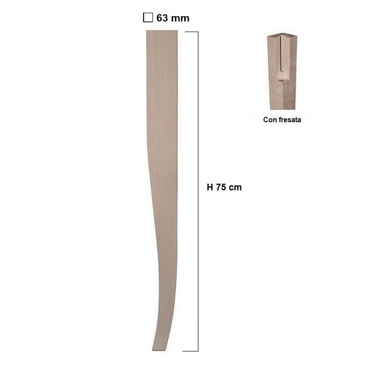 gamba tavolo mod. sciabola da 70 mm con fresata